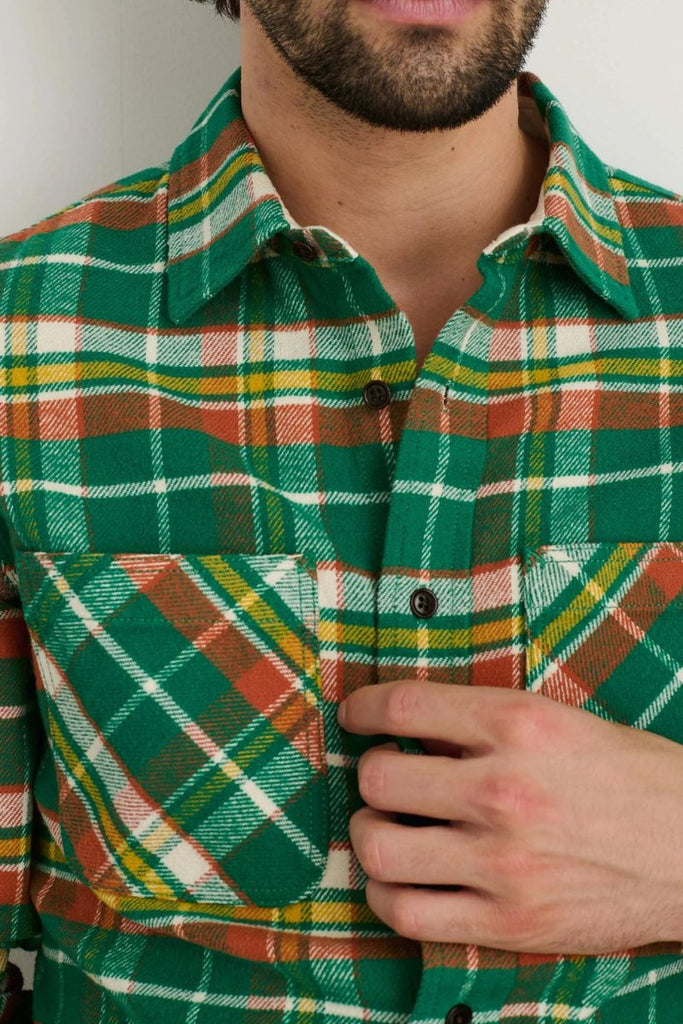 Alex Mill Chore Shirt in Green Plaid Flannel - Archery Close Men's