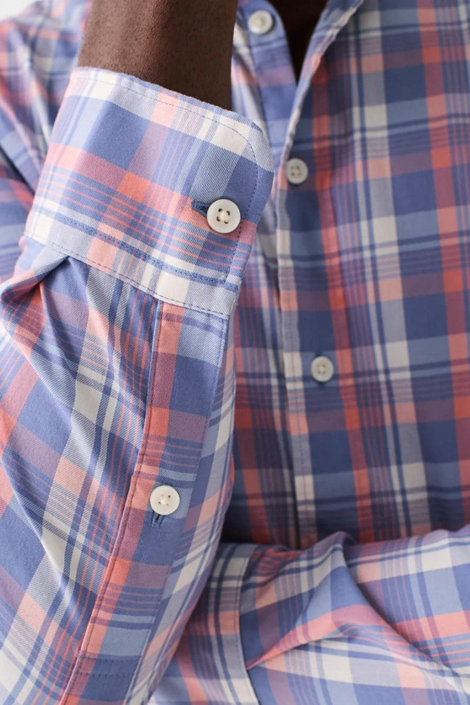 Faherty Brand Movement Shirt in Pacific Rose Plaid - Archery Close Men's