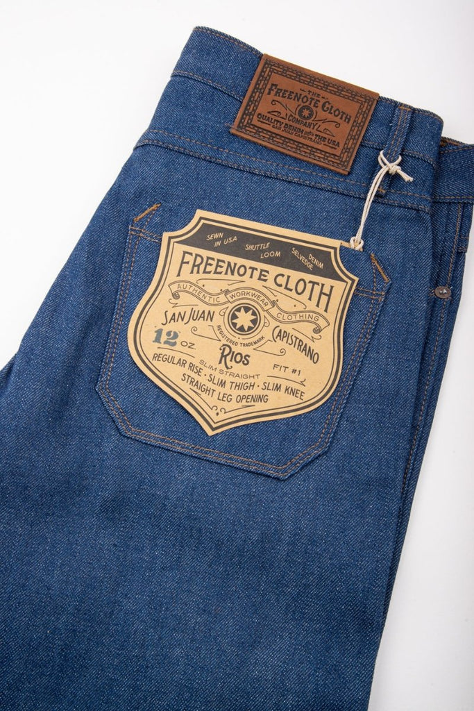 Freenote Cloth Rios Slim Straight 12oz Vintage Blue - Archery Close Men's