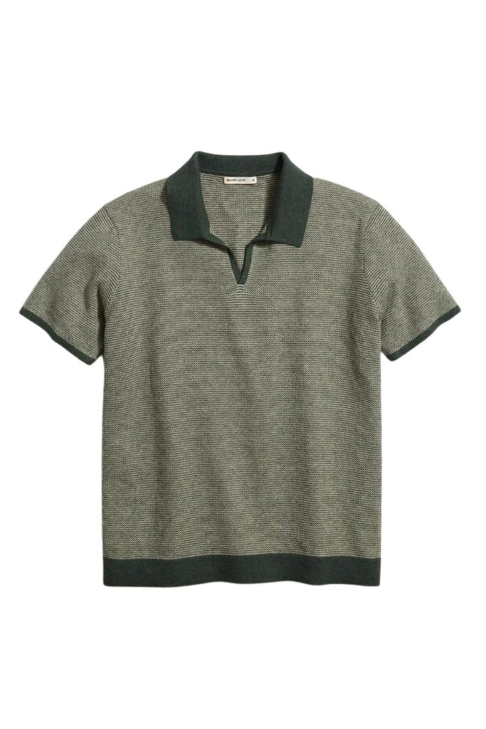 Marine Layer Liam Sweater Polo - Olive/Driftwood - Archery Close Men's