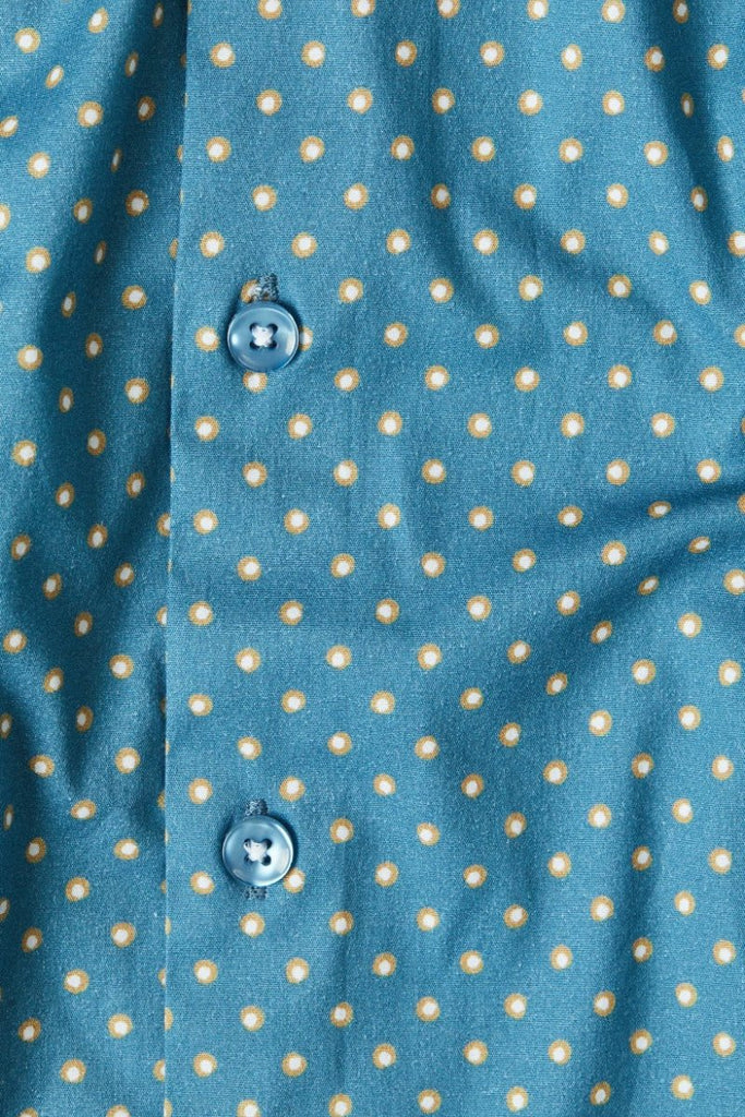 Stone Rose Slate Blue Painted Dot Print Shirt - Archery Close Men's
