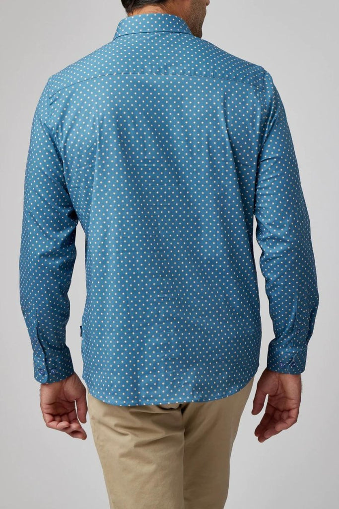Stone Rose Slate Blue Painted Dot Print Shirt - Archery Close Men's