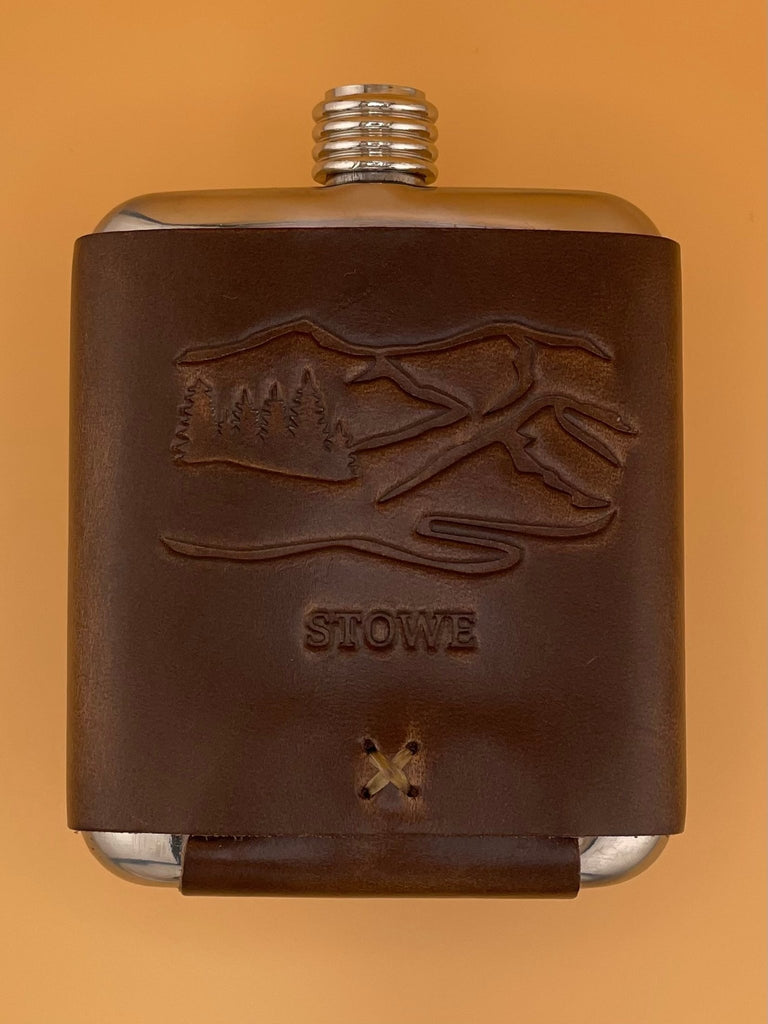 Whiskey Leatherworks Stowe Leather Wrapped Stainless Flask - Archery Close Men's